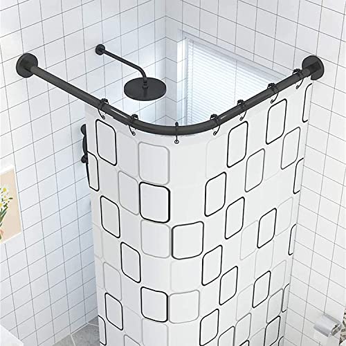 Duschvorhangstange L Form Ohne Bohren Duschvorhangstange Form L Ohne Bohren Duschstange Ecke Badewanne Edelstahl Teleskopstange Eckduschstange ausziehbar(Size:90 to 130 cm X 90 to 130 cm,Color:Black) von baceyiove