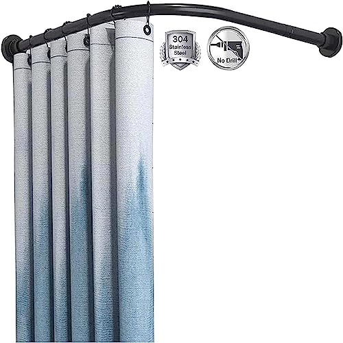 Duschvorhangstange ohne bohren schwarz,duschvorhangstange l form edelstahl,ohne Deckenhalterung Erweiterbar Duschstange Ecke Rostfrei Badewanne Dusche(Size:C 90-130cm x 90-130cm,Color:Schwarz) von baceyiove