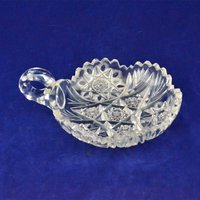 Brilliant Geschliffene Kristall Servier- Oder Trinkteller Mit Daumengriff - Star Of David Starbursts Muster Candy Dish Nussschale Ringschale von backstashandbygones