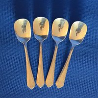 Silber Vergoldet Zucker Löffel Von Wallco Sectional - Wcs5 Set 4 von backstashandbygones