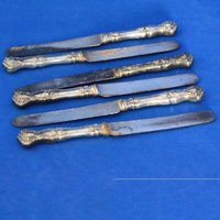 Vintage Versilbert Hohlgriff Messer Von Rogers Bros., International Es Silber - Muster Nummer 1904- Set 6 von backstashandbygones
