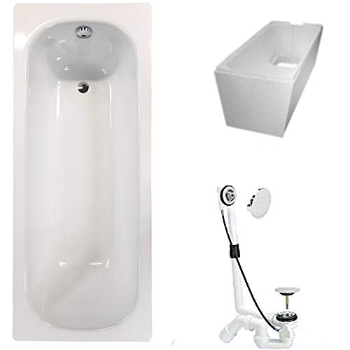 KALDEWEI Badewanne Stahl KOMPLETT SET 170x75cm + Wannenträger + Ablaufgarnitur weiß von Kaldewei