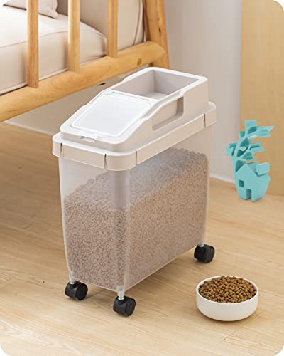 Baffect Luftdichter Aufbewahrungsbehälter für Tierfutter mit Messschaufel, Klappdeckel, 10 l Hundefutterbehälter für Trockenfutter, transparenter Kunststoff für Tierfutter für Vögel, Haustier, Hund von Baffect