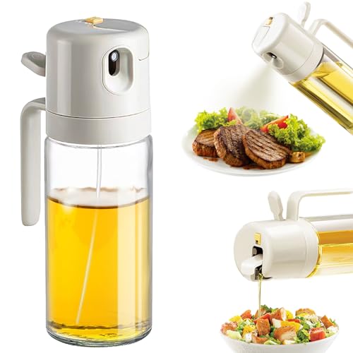 baflovga 2 IN 1 Ölsprüher für Speiseöl, 550ML Öl Sprühflasche, Ölspray zum Kochen, Öl Sprayer Speiseöl Glas, Öl Sprayer Flasche, Ölsprüher für Heißluftfritteuse, BBQ, Grillen, Salate, Pasta von baflovga