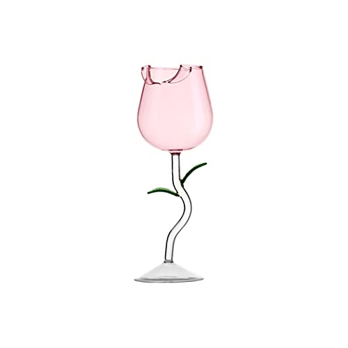 baijiexun 150 ml Weingläser in Rosen-/Blumenform, 2 Stück, kreatives Kristall-Rosen-Cocktailglas, Weinkelch, Blumen-Trinkgeschirr-Set für Party, Hochzeit, Bar von baijiexun