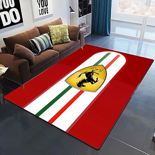 Bailongma Racing Supercar Teppich Für Wohnzimmer & Schlafzimmer, Cartoon Muster, Rot, 140x200cm, Niedriger Stapel, Medium, Maschinell hergestellt, Indoor, Teppich von bailongma