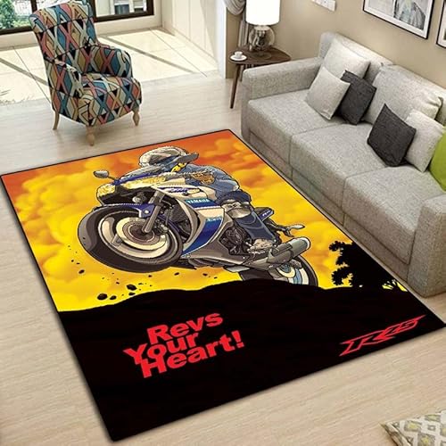 Y-Amaha Druck Flanellteppiche Mode Motorrad Großer weicher Teppich Home Bodenmatte D1304 40×60CM von bailongma