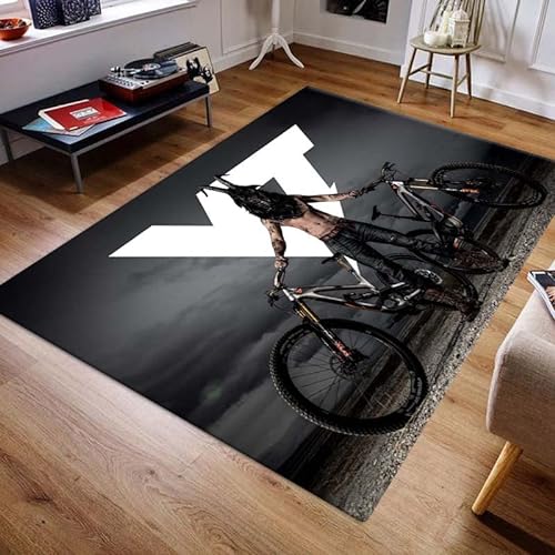 Y-T Industries Flanellteppiche Mountainbike Druck Großflächiger weicher Teppich Home Bodenmatte D582 140×200CM von bailongma