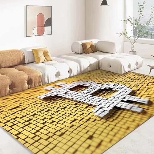 bailongma Bitcoin berühmtes Logo gedruckt großer Flanellteppich Anti-Rutsch-Teppich waschbare Innendekoration Bodenmatte G1751 120×180CM von bailongma