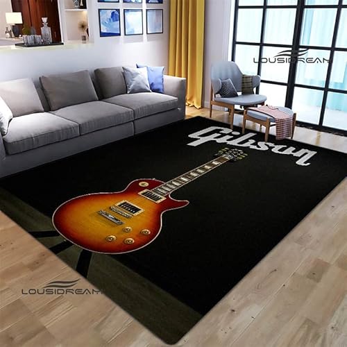 bailongma G-Ibson Gitarre Logo Bedruckt Flanell Teppich rutschfeste Türmatte Kunst Dekoration Spiel Teppich Geburtstag Geschenk G993 80×120CM von bailongma