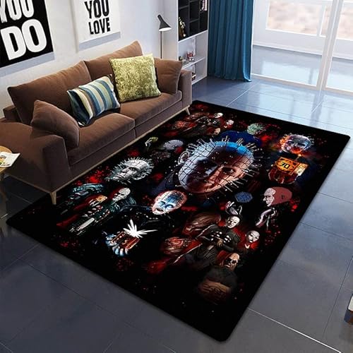 bailongma Horror Film Print Flanell Teppich Hellraiser Spiel Anti-Rutsch Teppich Fotografie Requisiten Geburtstagsgeschenk G2406 140×200CM von bailongma