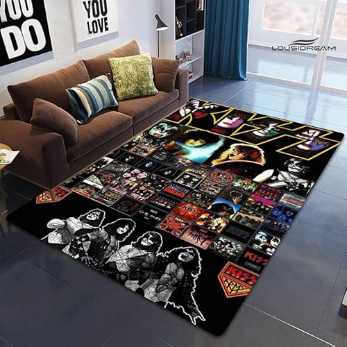 bailongma Kiss Print Flanell Teppich Spielzimmer Wohnzimmer Schlafzimmer Anti-Rutsch Band Teppich Fotografie Requisiten Geburtstagsgeschenk M1539 80×120CM von bailongma