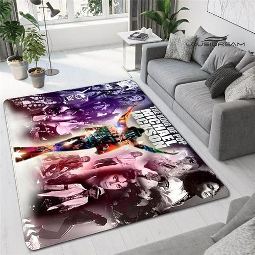 bailongma Michael Retro-Print-Flanell Teppich Spielzimmer Schlafzimmer Schöne Anti-Rutsch-Teppich Jackson Geburtstagsgeschenk M1128 140×200CM von bailongma