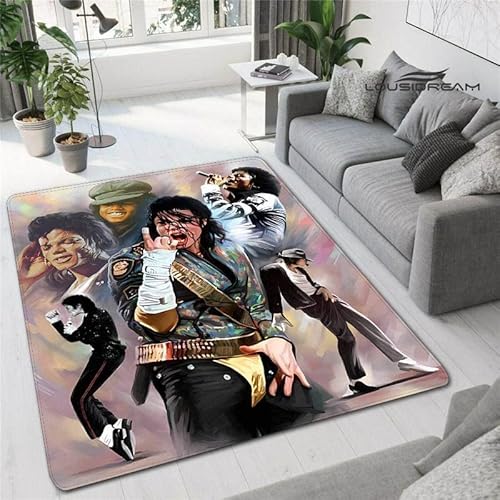 bailongma Michael Retro-Print-Flanell Teppich Spielzimmer Schlafzimmer Schöne Anti-Rutsch-Teppich Jackson Geburtstagsgeschenk M2583 80×120CM von bailongma