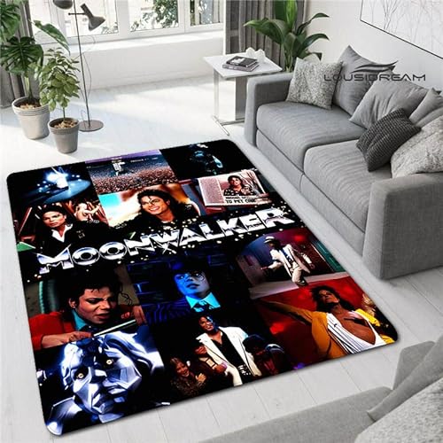 bailongma Michael Retro-Print-Flanell Teppich Spielzimmer Schlafzimmer Schöne Anti-Rutsch-Teppich Jackson Geburtstagsgeschenk M624 140×200CM von bailongma