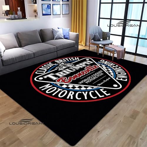 bailongma T-Riumph Motorrad Logo Gedruckter Flanellteppich Schönes rutschfestes Türpolster Yogamatte Anime Teppich D2051 120×180CM von bailongma