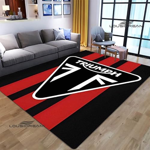 bailongma T-Riumph Motorrad Logo Gedruckter Flanellteppich Schönes rutschfestes Türpolster Yogamatte Anime Teppich D407 120×180CM von bailongma