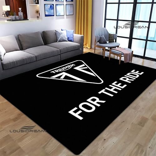bailongma T-Riumph Motorrad Logo Gedruckter Flanellteppich Schönes rutschfestes Türpolster Yogamatte Anime Teppich D413 120×180CM von bailongma
