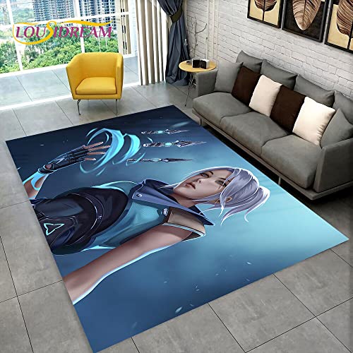 bailongma V-Alorant Serie Spiel Gamer Teppich Flanell Teppich Sofa Türmatte Dekor Spiel rutschfeste Bodenmatte G1959 80×120CM von bailongma