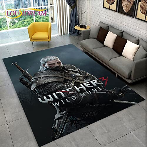 bailongma W-Itcher Spiel Gamer Anime Teppich Flanell Teppich Türmatte Dekor rutschfeste Bodenmatte D552 140×200CM von bailongma