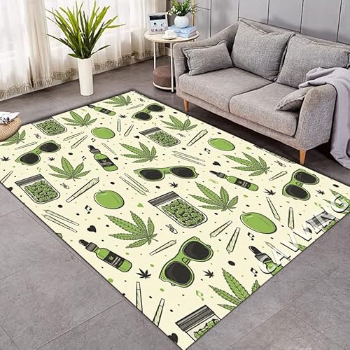 bailongma Weed Cannabis Marihuana Print Teppiche Weiche Flanell Teppiche Anti-Rutsch Großer Teppich Teppich Dekoration Für Wohnzimmer Schlafzimmer B3240 120×180CM von bailongma