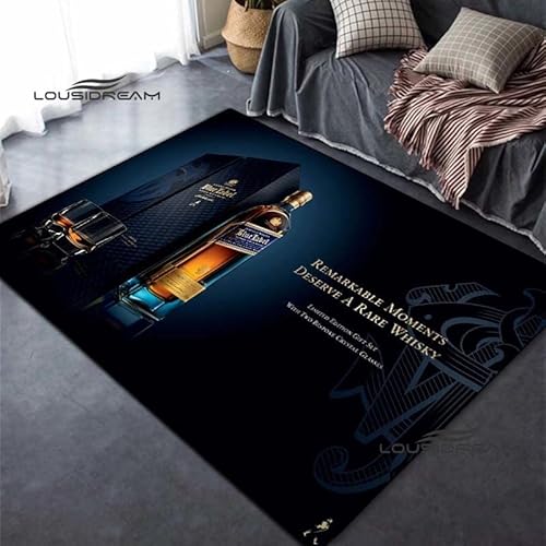bailongma Whisky-Druck Flanellteppich Moderne Bar Großflächiger Weicher Teppich Arbeitszimmer Am Bett rutschfeste Bodenmatte B150 140×200CM von bailongma