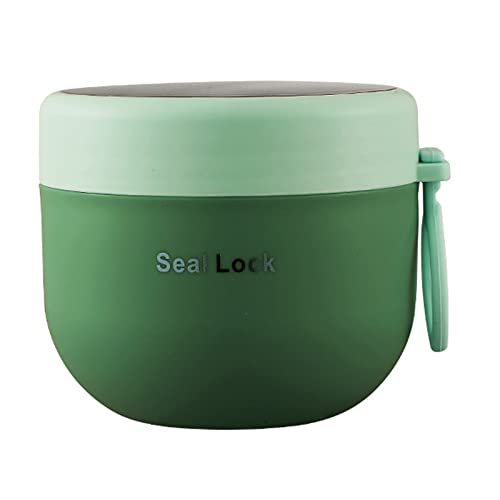 bainuote Müsli To Go Becher 600ml Joghurtbecher Auslaufsicherer Müslibecher To Go Porridge Becher PP Lunchbox to go mit Klapp-Löffel für Jedes Frühstück Mittagessen-Grün von bainuote