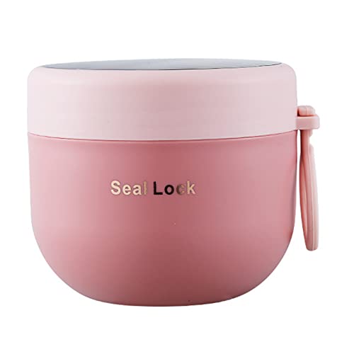 bainuote Müsli To Go Becher 600ml Joghurtbecher Auslaufsicherer Müslibecher To Go Porridge Becher PP Lunchbox to go mit Klapp-Löffel für Jedes Frühstück Mittagessen-Pink von bainuote