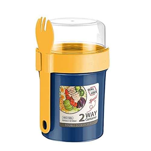 bainuote Salatbecher Auslaufsicherer Joghurtbecher Joghurtbehälter Müsli To Go Becher BPA-freie 2 in 1 Müslibecher zum Frühstück oder Mittagessen für unterwegs mit Löffel Soßendose, 230ml+560ml, Blau bainuote Salatbecher Auslaufsicherer Joghurtbecher Joghurtbehälter Müsli To Go Becher BPA-freie 2 in 1 Müslibecher zum Frühstück oder Mittagessen für unterwegs mit Löffel Soßendose, 230ml+560ml, Blau von bainuote