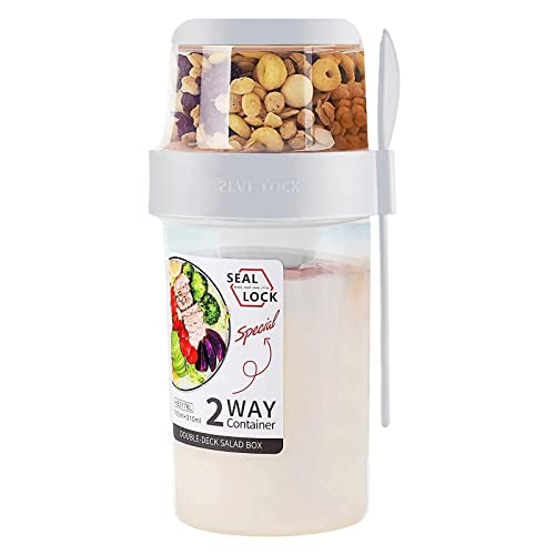 bainuote Salatbecher Joghurtbecher 2 in 1 Müsli To Go Becher Auslaufsicherer 310ml+760ml BPA-freie Lunchbox zum Frühstück oder Mittagessen für unterwegs mit Löffel Soßendose - Weiß bainuote Salatbecher Joghurtbecher 2 in 1 Müsli To Go Becher Auslaufsicherer 310ml+760ml BPA-freie Lunchbox zum Frühstück oder Mittagessen für unterwegs mit Löffel Soßendose - Weiß von bainuote