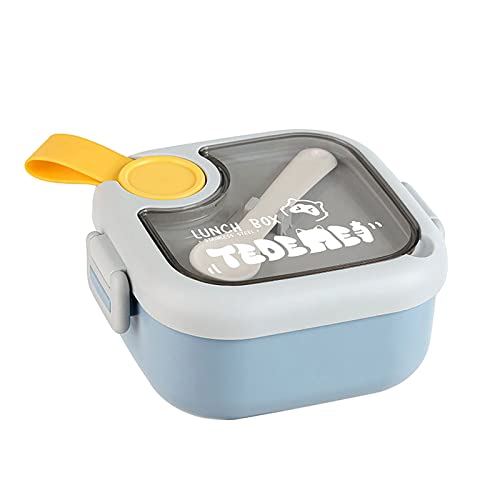 bainuote Tragbare Lunchbox für Baby 750ML Baby Bento Box mit Löffel + Schere für Babynahrung, BPA-frei Baby Essen Sets Auslaufsiche abnehmbare Baby-Brotdose für unterwegs -（Blau+Gelb, ABS + PP） von bainuote