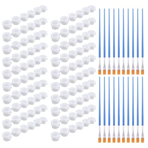 bairong 20 Streifen, 120 Dosen, leere Farbdosen, Streifen, Mini-Aufbewahrungsbehälter transparent und 20 Stück, Pinsel zum Malen, Basteln von bairong