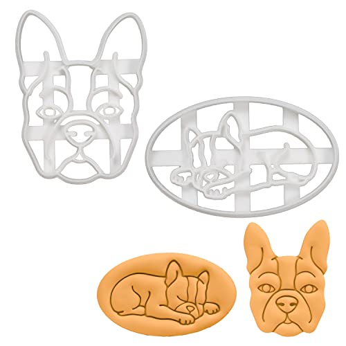 2er Set Boston Terrier Ausstechformen (Formen: Gesicht & Schlafen), 2 Teile, Bakerlogy von bakerlogy