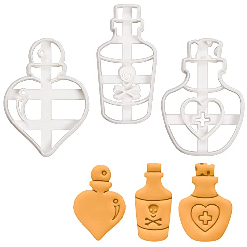 Bakerlogy 3er Set Flasche Ausstechformen (Liebestrank, Gifttrank, Heiltrank), 3D gedruckt, Spülmaschinenfest, Teigdicke 5mm von bakerlogy