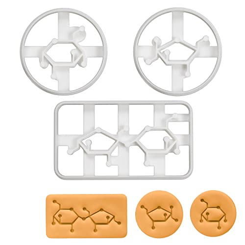 3er Set Zuckermoleküle Ausstechformen (Formen: Saccharosemolekül, Fructosemolekül, & Glukosemolekül), 3 Teile, Bakerlogy von bakerlogy