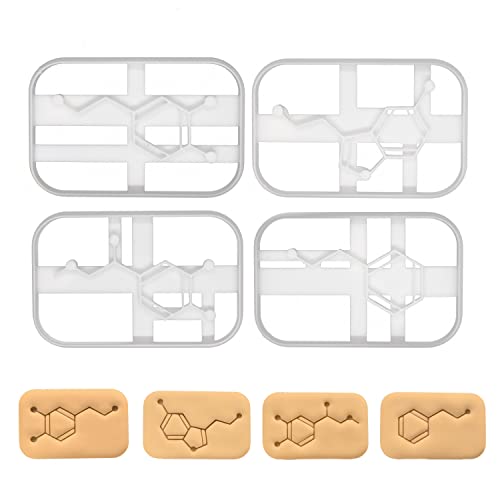 4er Set Moleküle Ausstechformen (Formen: Dopamin, Serotonin, Adrenalin und Phenylethylamin), 4 Teile, Bakerlogy von bakerlogy