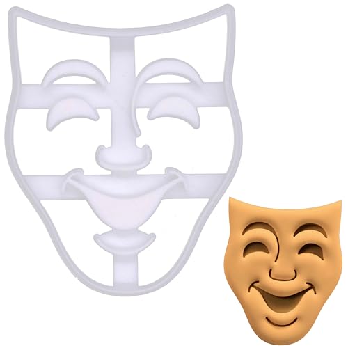 BAKERLOGY Comedy Maske Ausstechform - Detailliertes Keksausstecher-Design zum Backen und Basteln, ideal für Fondant, Teig, Ton von bakerlogy
