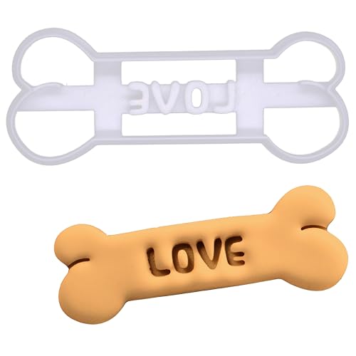 BAKERLOGY LOVE Dog Hundeknochenform Ausstechform - Detailliertes Keksausstecher-Design zum Backen und Basteln, ideal für Fondant, Teig, Ton von bakerlogy