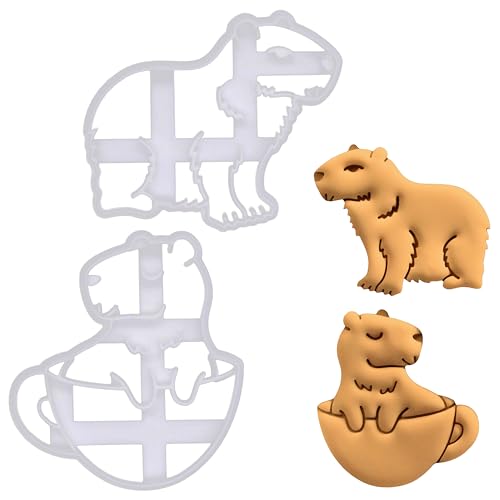 BAKERLOGY Sat von 2 Capybara Ausstechformen (Formen: Wasserschwein) - Detailliertes Keksausstecher-Design zum Backen und Basteln, ideal für Fondant, Teig, Ton von bakerlogy
