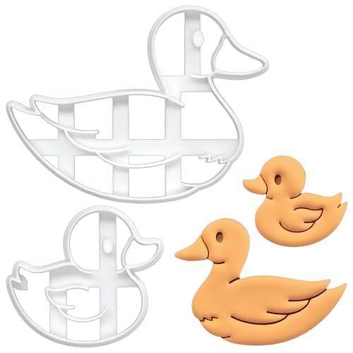 BAKERLOGY Sat von 2 Ente Ausstechformen (Formen: Entlein und Mutter Ente) - Detailed Biscuit Cutter Design for Baking and Crafts, ideal on fondant, dough, clay von bakerlogy