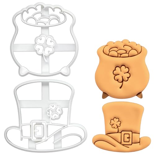 BAKERLOGY Sat von 2 Leprechaun Hut und Topf voll Gold Ausstechformen - Perfekt für den St. Patrick’s Day - Detailliertes Keksausstecher-Design zum Backen und Basteln, ideal für Fondant, Teig, Ton BAKERLOGY Sat von 2 Leprechaun Hut und Topf voll Gold Ausstechformen - Perfekt für den St. Patrick’s Day - Detailliertes Keksausstecher-Design zum Backen und Basteln, ideal für Fondant, Teig, Ton von bakerlogy