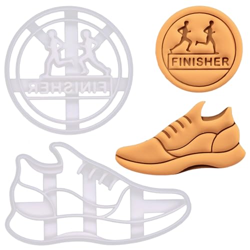 BAKERLOGY Sat von 2 Marathon Ausstechformen (Formen: Finisher Medaille Ausstechform und Laufschuh Ausstechform) von bakerlogy