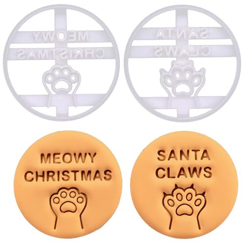 BAKERLOGY Sat von 2 Meowy Weihnachtsgrüße Ausstechformen (Formen: Meowy Christmas und Santa Claws) von bakerlogy