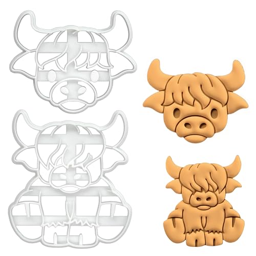 BAKERLOGY Sat von 2 Süße Schottisches Hochlandrind Ausstechformen - Highland Kuh Detailliertes Keksausstecher-Design zum Backen und Basteln, ideal für Fondant, Teig, Ton BAKERLOGY Sat von 2 Süße Schottisches Hochlandrind Ausstechformen - Highland Kuh Detailliertes Keksausstecher-Design zum Backen und Basteln, ideal für Fondant, Teig, Ton von bakerlogy