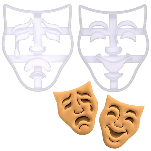 BAKERLOGY Sat von 2 Theatermaske Ausstechformen (Formen: Comedy Maske und Tragödienmaske) von bakerlogy
