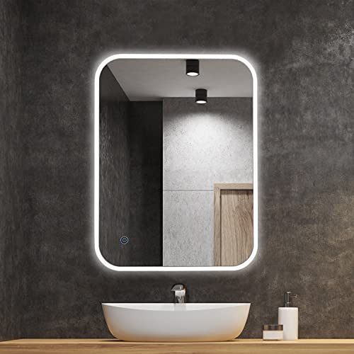 baklon Badspiegel Spiegel Badezimmerspiegel mit Beleuchtung LED Spiegel Wandspiegel Wasserdicht mit Touch-Schalter 60 x 80 cm 3 Lichtfarbe Einstellbare Mirror von baklon