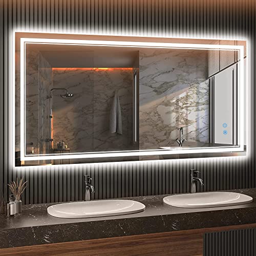 baklon Wandspiegel Badezimmerspiegel LED,Badspiegel mit Beleuchtung,150 x 70cm mit Touch Schalter und Beschlagfrei,IP65 Super Wasserdicht, 3 Farbtemperatur, IP65 energiesparend A++ von baklon