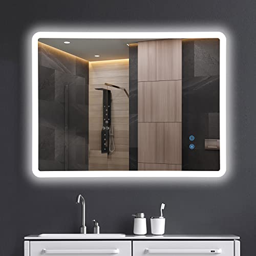 baklon Wandspiegel Badezimmerspiegel LED,Badspiegel mit Beleuchtung,60 * 80cm mit Touch Schalter und Beschlagfrei,IP65 Super Wasserdicht, 3 Farbtemperatur, IP44 energiesparend A++ von baklon