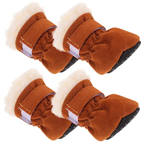 Balacoo 4 Stück Teiliges Hundeschuh Braun rutschfeste Verschleißfeste Pfotenschutz mit Verstellbarem Flauschig Gefüttert Wärmend und Schützend für Kleine Hunde bei Schnee und Kaltem Balacoo 4 Stück Teiliges Hundeschuh Braun rutschfeste Verschleißfeste Pfotenschutz mit Verstellbarem Flauschig Gefüttert Wärmend und Schützend für Kleine Hunde bei Schnee und Kaltem von balacoo