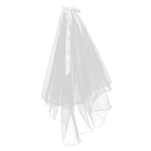 Balacoo Brautschleier Doppellagig mit Rollsaum und Schleife Weicher Langlebiger Tüll Klassisch Weiß Romantisches Braut Accessoire für Hochzeit und Brautfrisur von balacoo